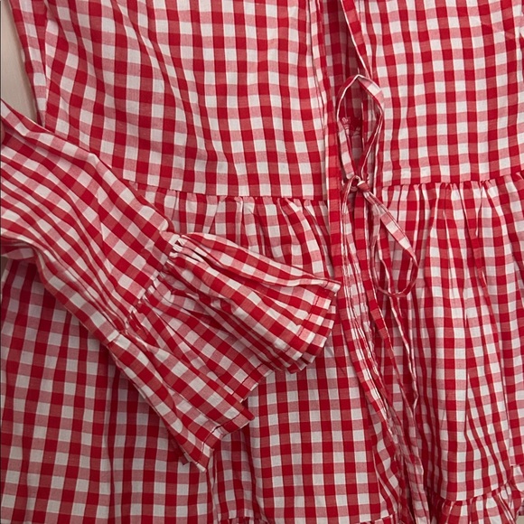 Bow front tie top Red and White Gingham - Picture 2 of 4
